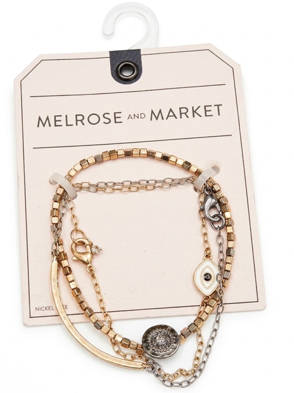 Melrose and Market Gold & Silver Layered Evil Eye Bracelet Trio